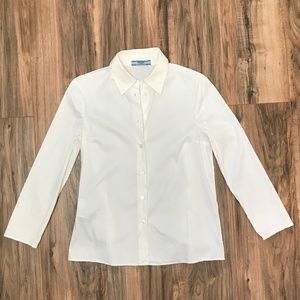 PRADA Stretch Cotton Tie-Back Button Blouse Shirt
